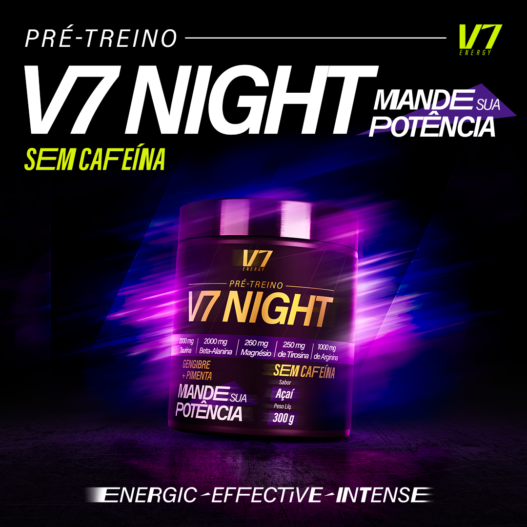 Pré-Treino V7 Night 300g – Açaí – V7 Energy - V7 Energy