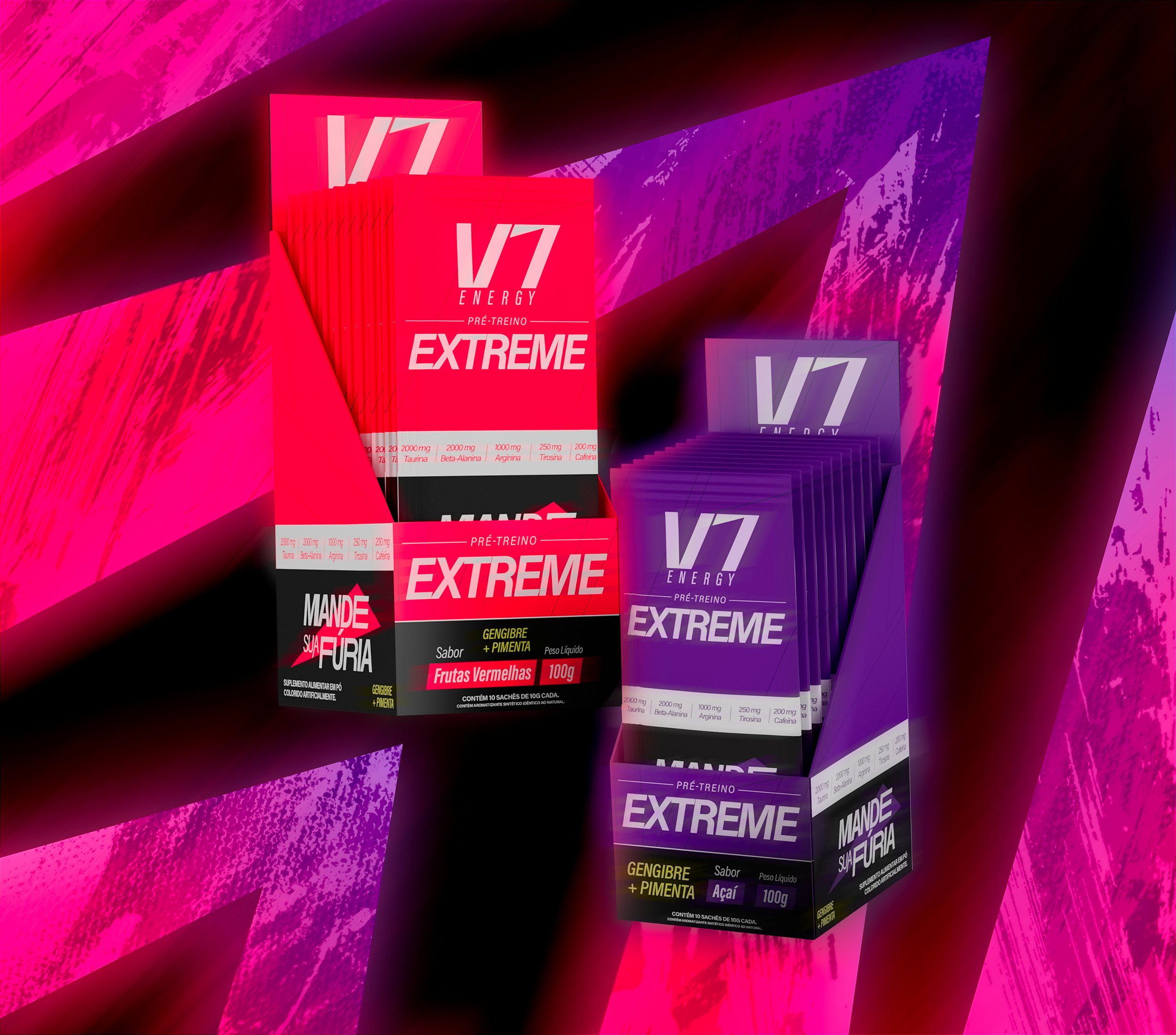 Pré-Treino V7 Extreme Sachê - 10 unidades (Sabor Açaí) – V7 Energy - V7 ...