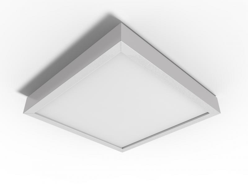 Luminária de sobrepor fechada com difusor leitoso para 4 lâmpadas