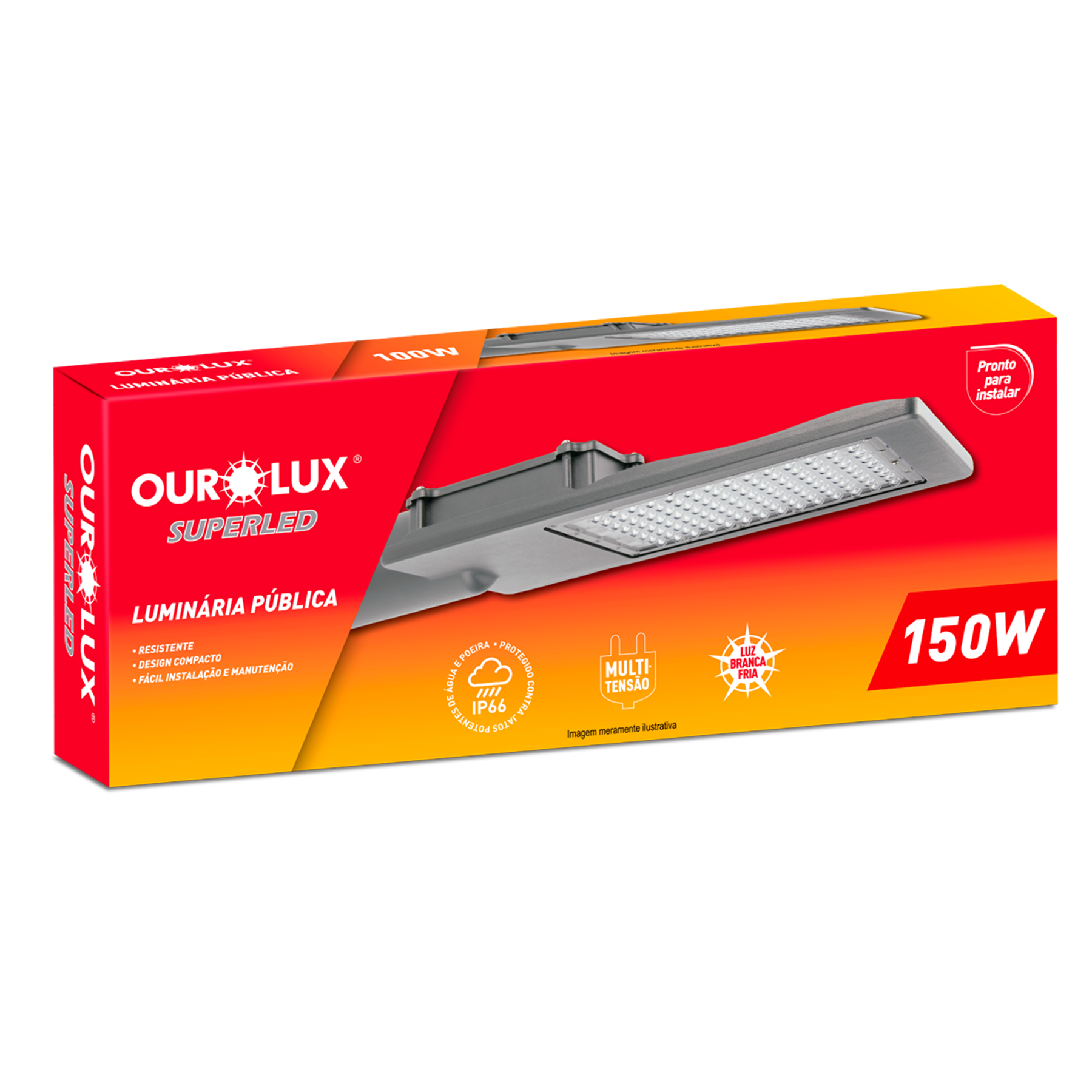 Luminária Pública LED 150W IP66 bivolt 6000K com INMETRO. Nova Luminária Especialista em