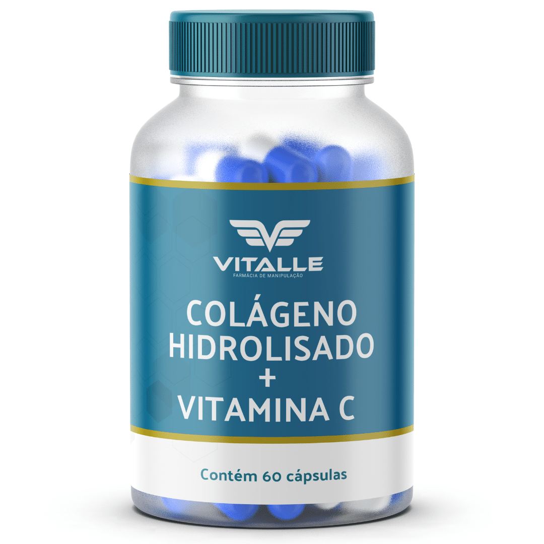 Colágeno Hidrolisado + Vitamina C - 60 Cápsulas - Vitalle Manipulados