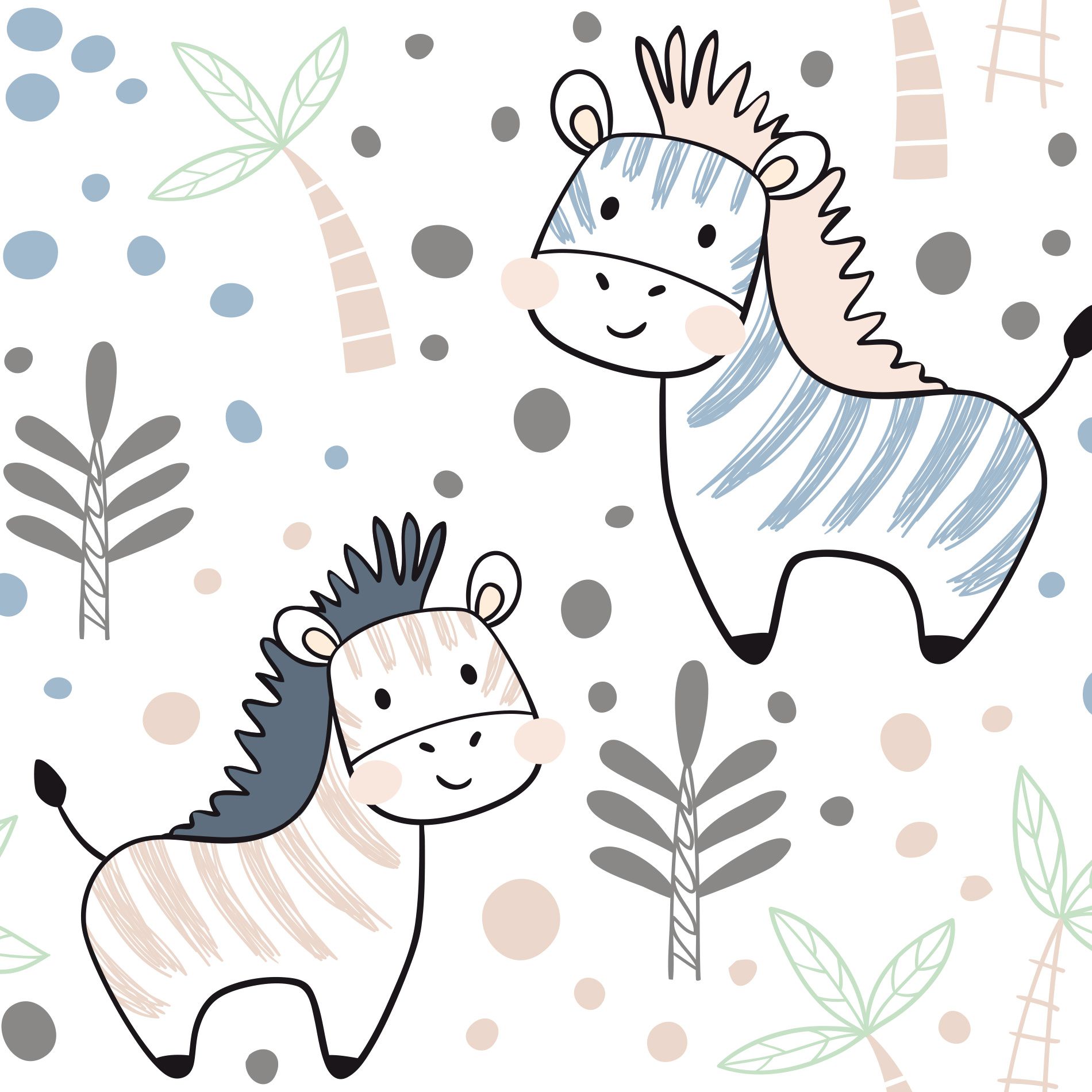 Papel de Parede Animais Kawaii Infantil 57x270cm