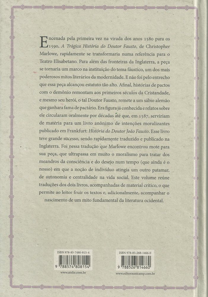 A Trágica História Do Doutor Fausto 9788574808154 SBS Brasilia