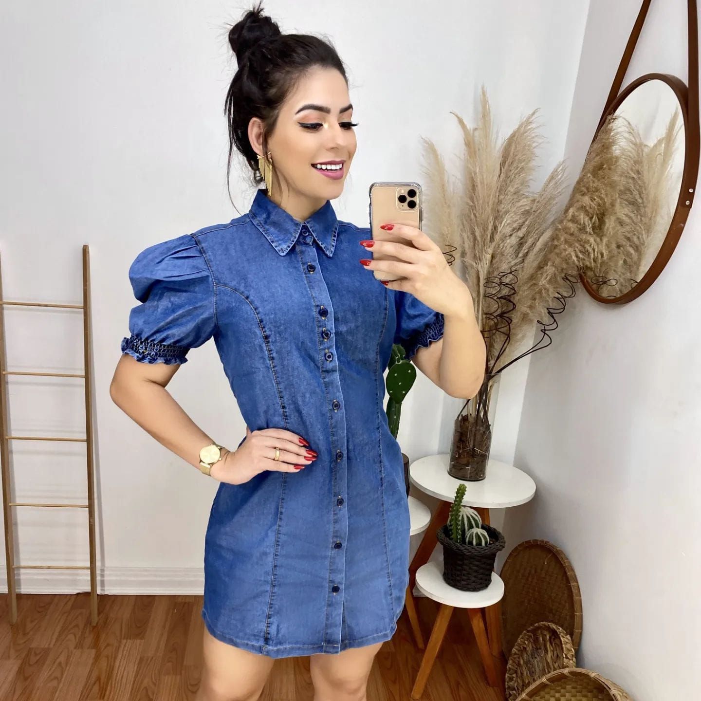 Vestido sales jeans feminina