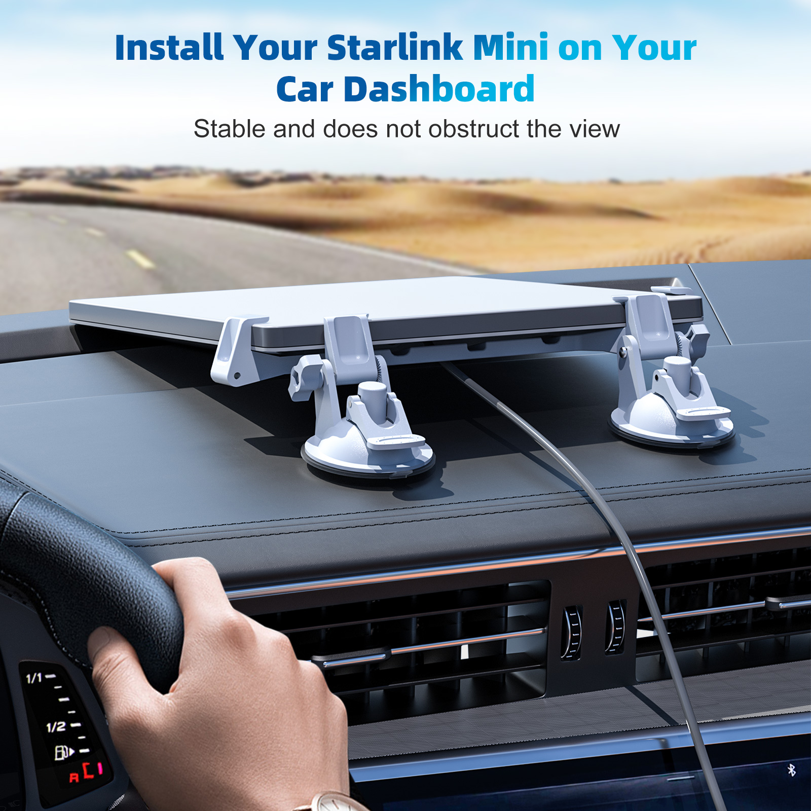 Supporto Per Starlink Mini Con Ventosa Per Auto, Adattatore Per Tetto E Vetri, Fissaggio A Vuoto 54,4 Kg, Angolazione Regolabile, Bianco