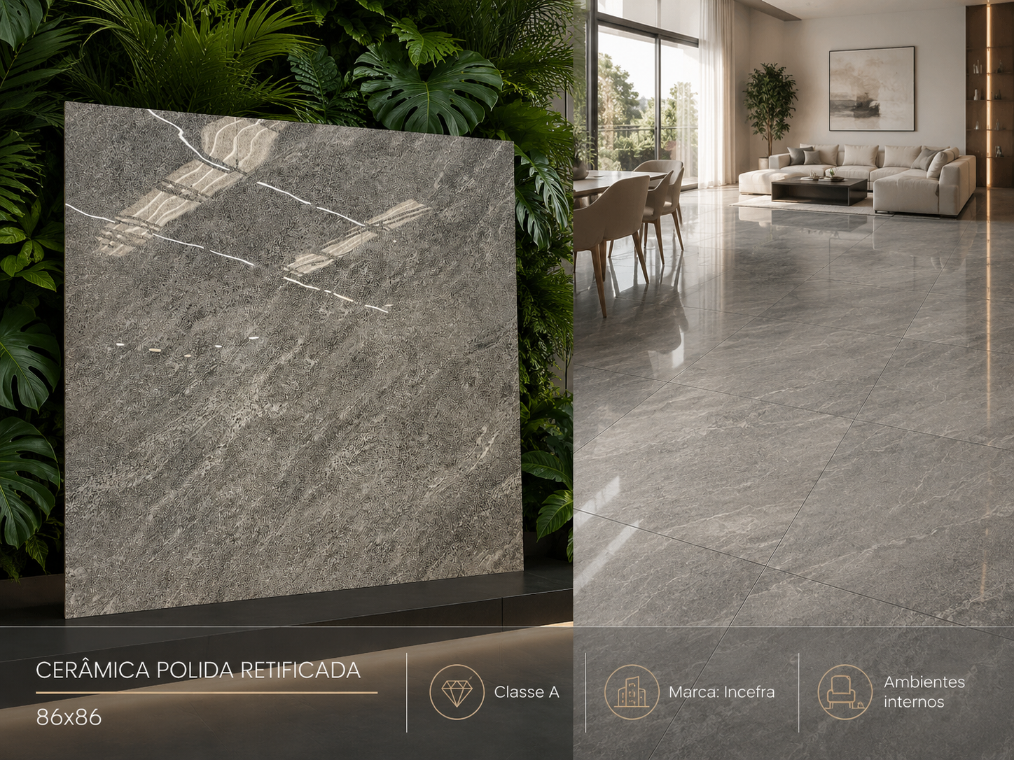 Cerâmica Polida Retificada 86x86 Incefra Classe A - Casa Comab ...