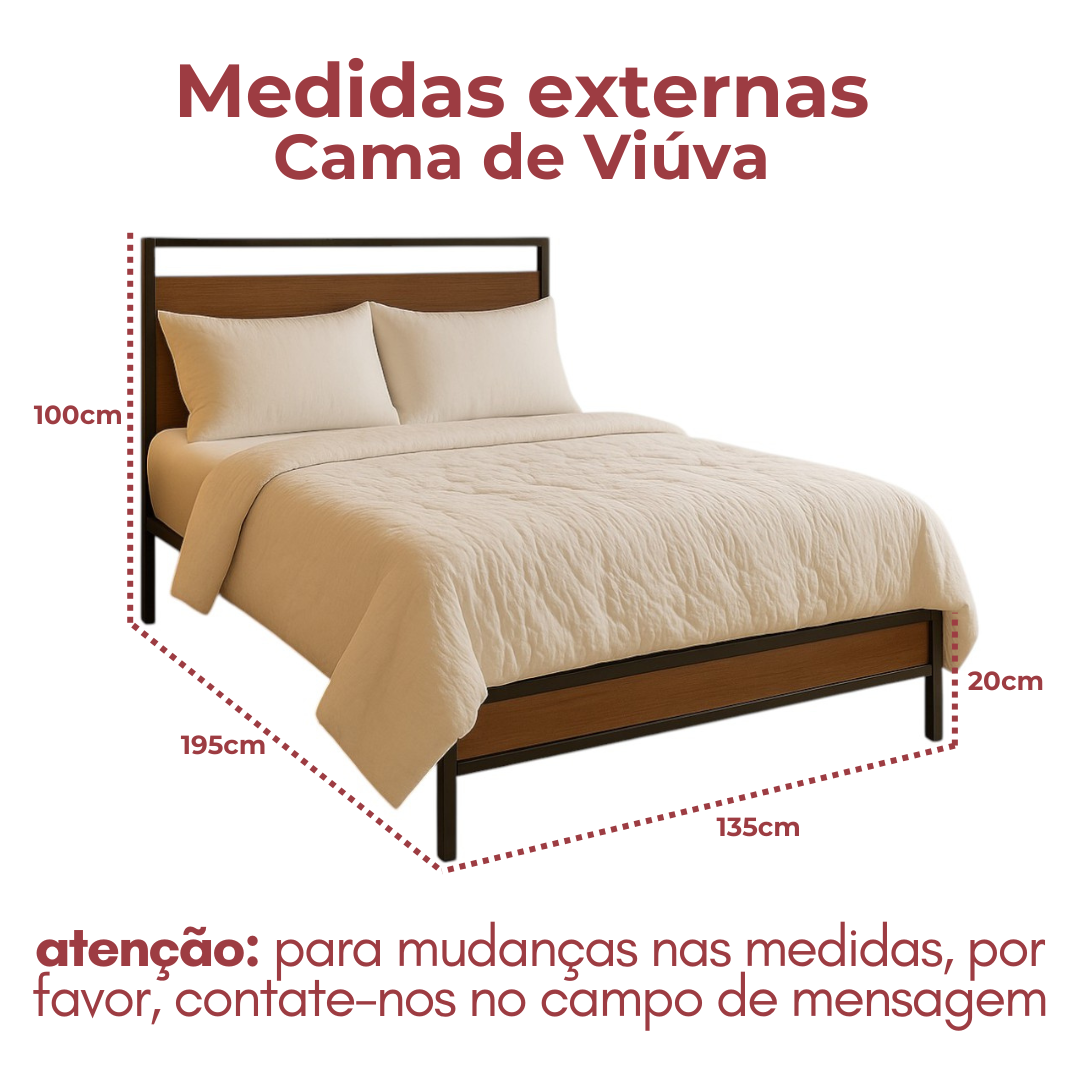 Cama de Ferro Giovana Viúva 1,28x1,88 com 20cm do chão - Naura Design