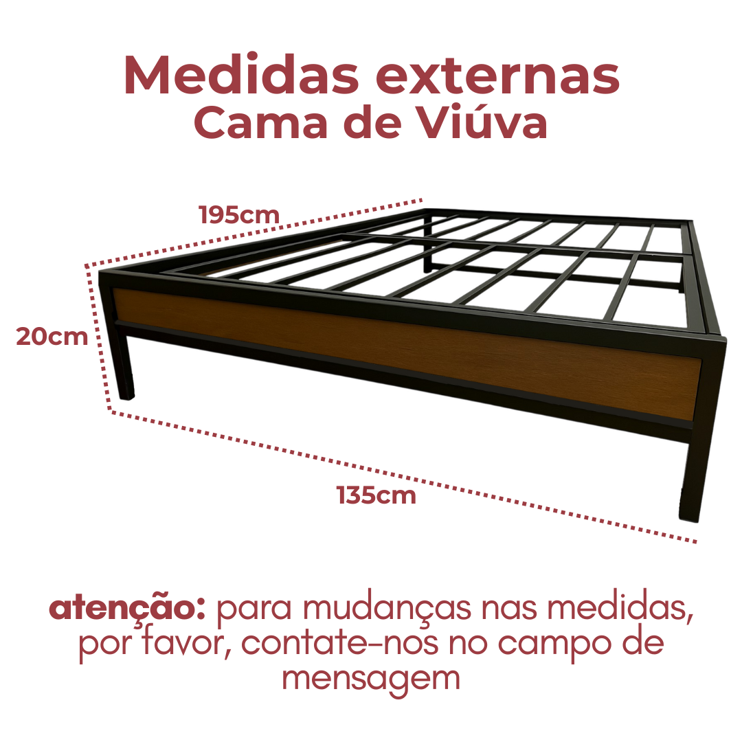 Cama Box Viúva Giovana de Ferro 1,28x1,88 com 20cm do chão - Naura Design