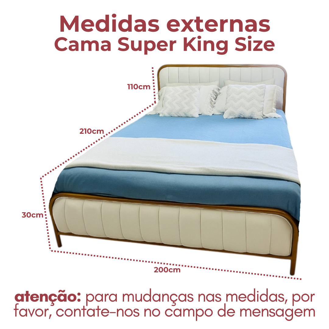 Cama de Ferro com Cabeceira Estofada Super King Size 1,93x2,03 - Naura ...