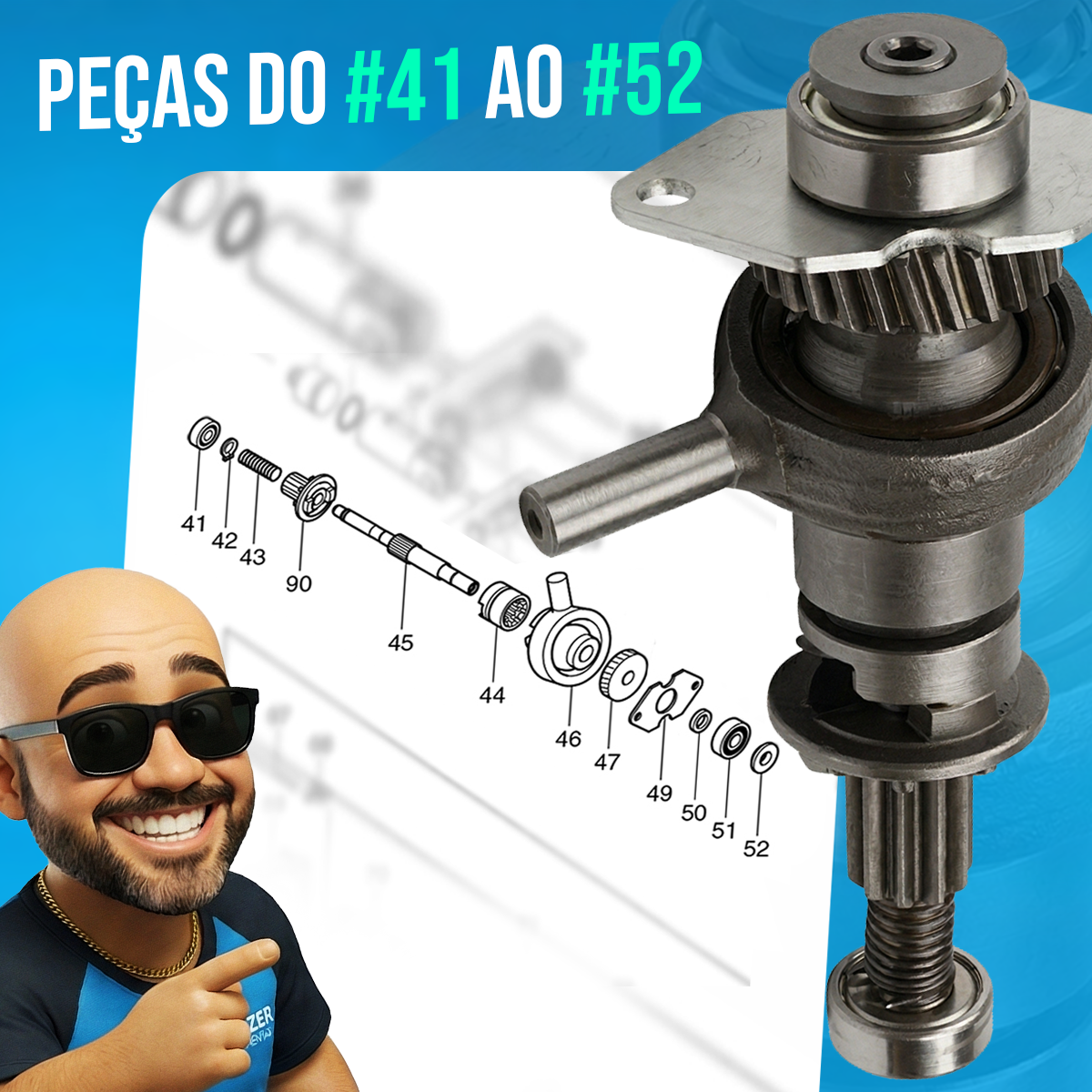 Kit Eixo Completo Martelete Makita Hr2470 / Hr2014 / Hr2016 - suzer