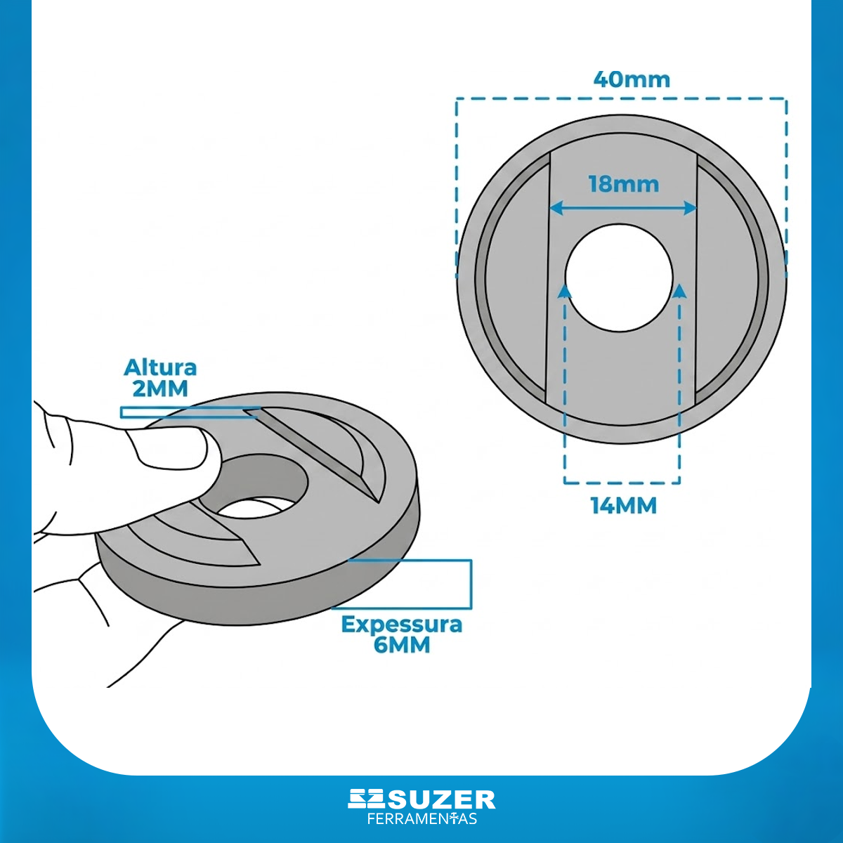 Flange Esmerilhadeira Compatível Makita Bosch Com Furo 20mm - suzer