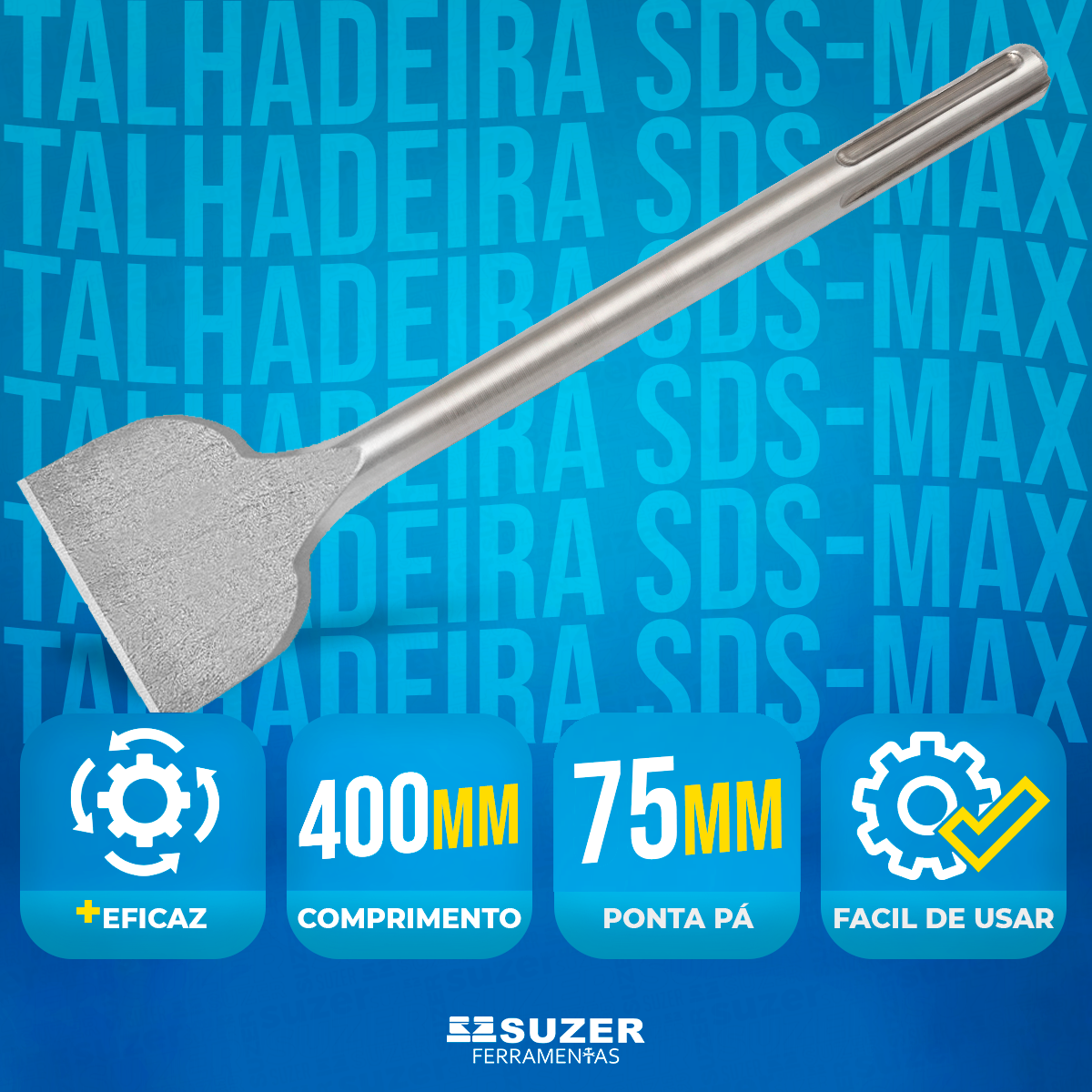 Talhadeira Tipo Pá 75mm Sds Max 18X400 Martelo Bosch Makita - suzer