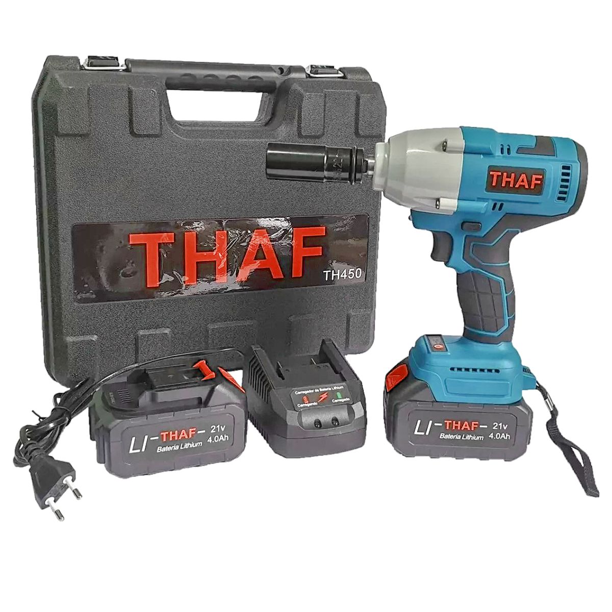 Chave De Impacto Potente 21v 4.0ah 800nm + Kits E Mandril - suzer