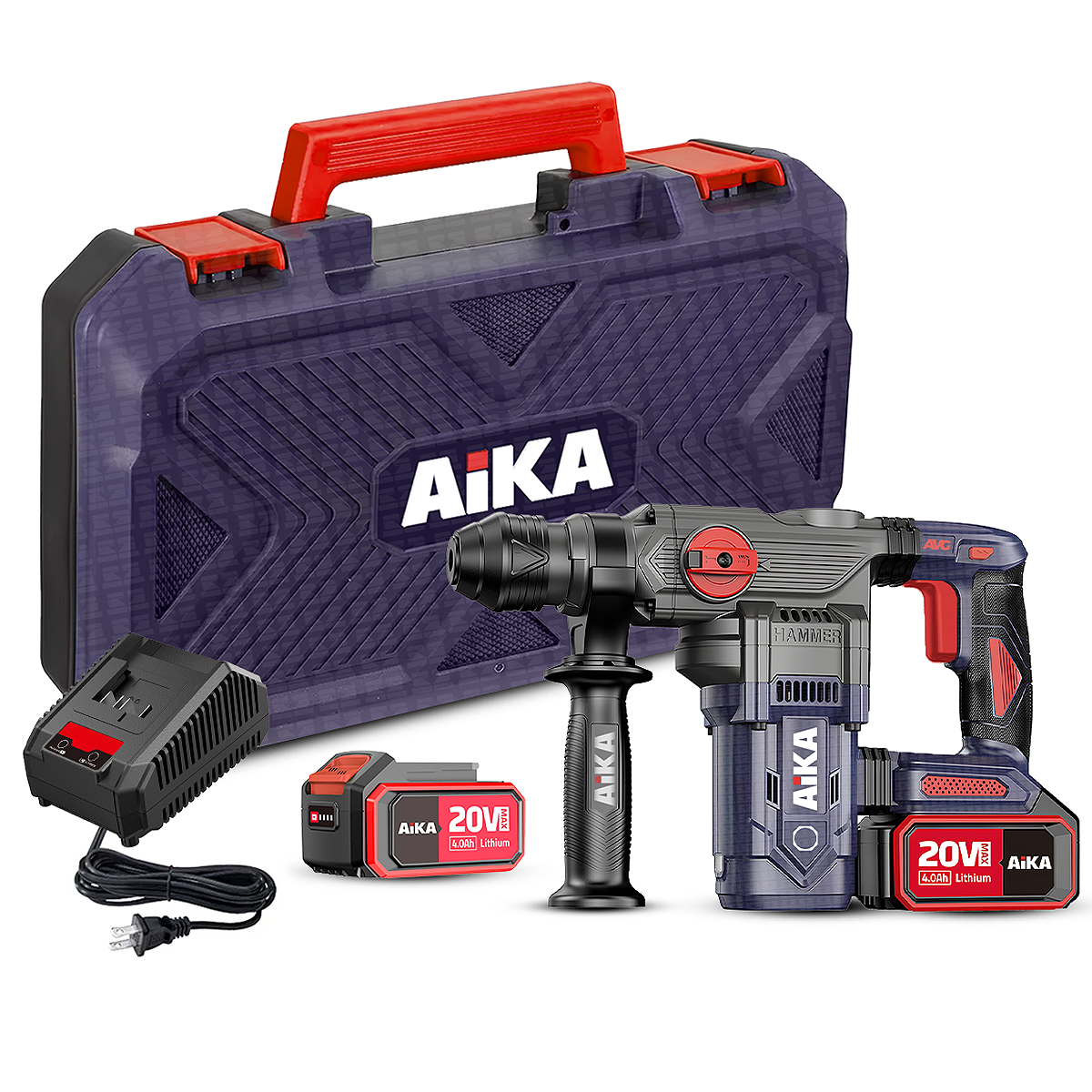 Martelo Rompedor Rotativo Sds Plus 4.0ah 20v Aika 2 Baterias - suzer