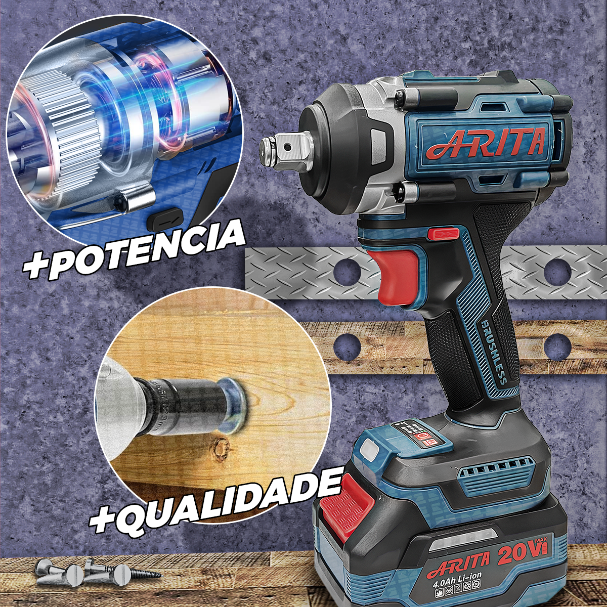 Kit Chave De Impacto Profissional 21v 4.0ah + Soquete 35pç - suzer