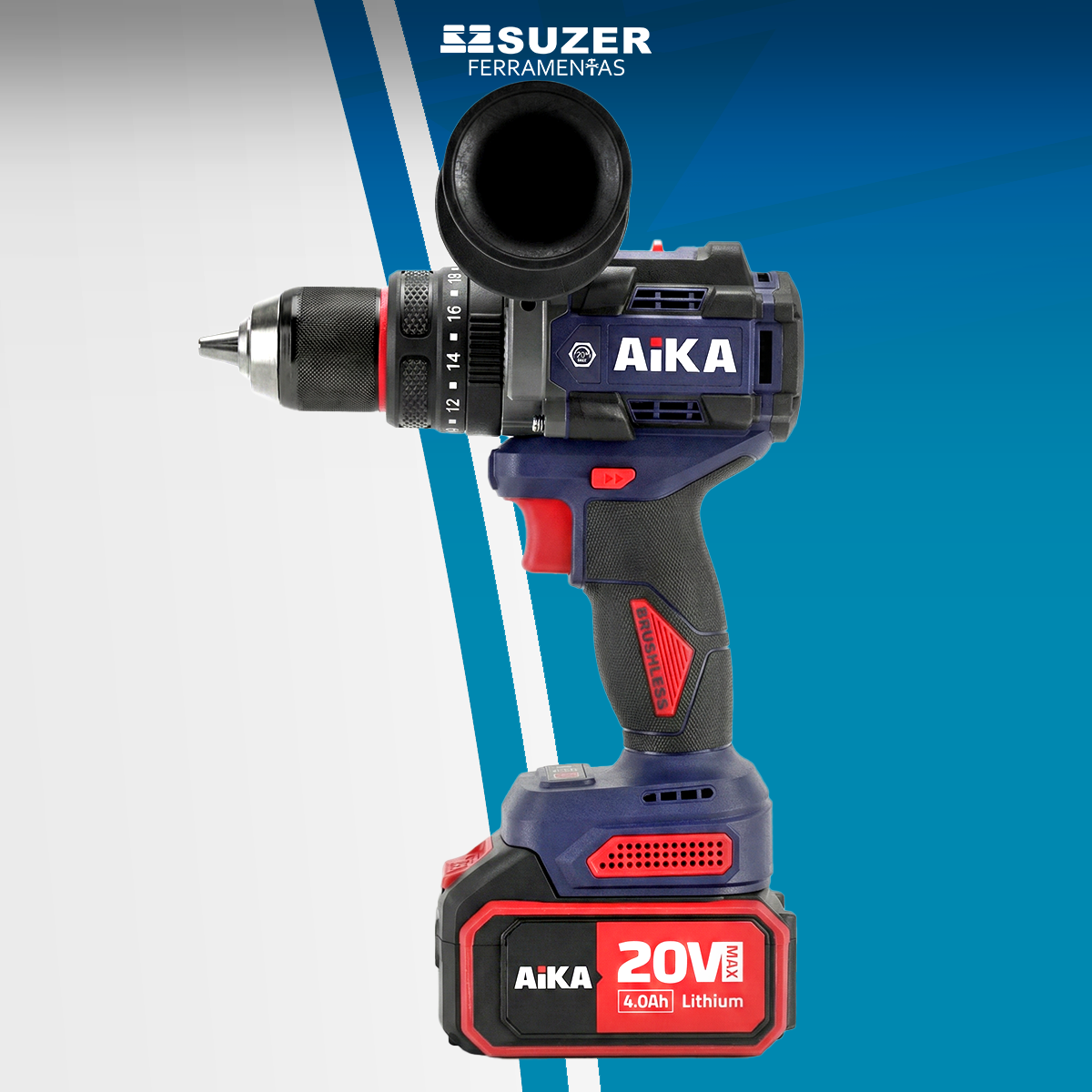 Furadeira Parafusadeira Aika Maleta 2 Baterias Robusta 20v - suzer