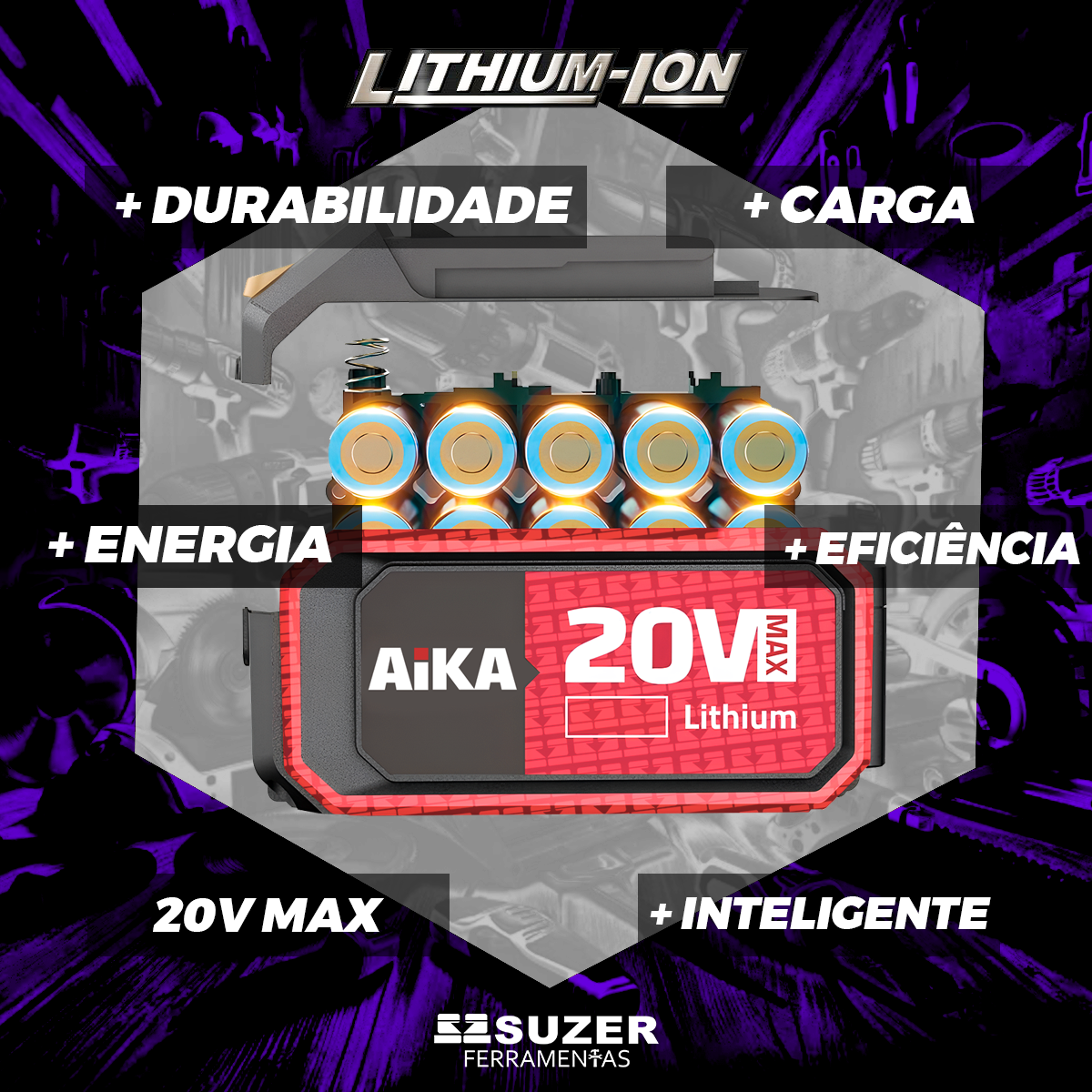 Furadeira Parafusadeira Aika Maleta 2 Baterias Robusta 20v - suzer
