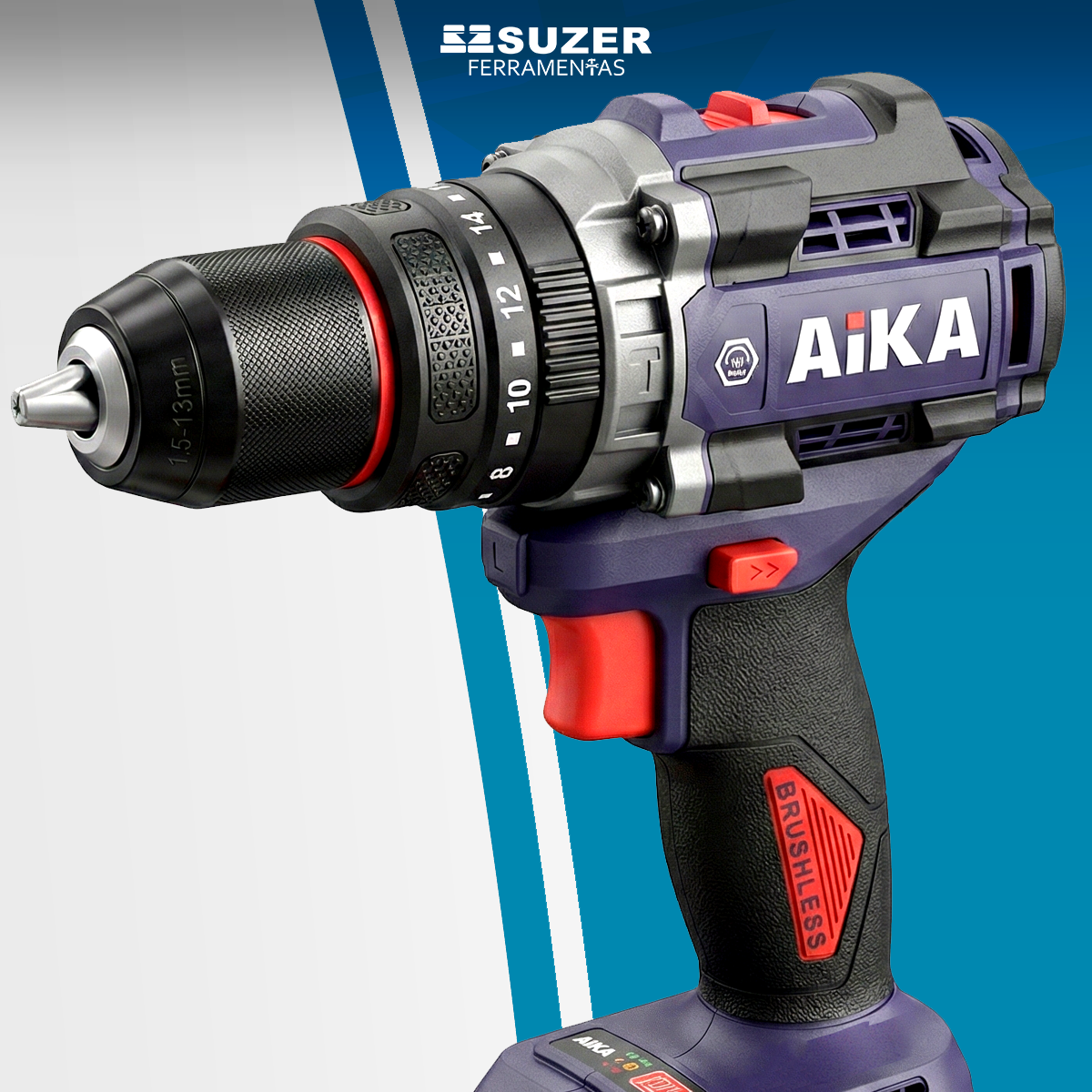 Furadeira Parafusadeira Aika Maleta 2 Baterias Robusta 20v - suzer