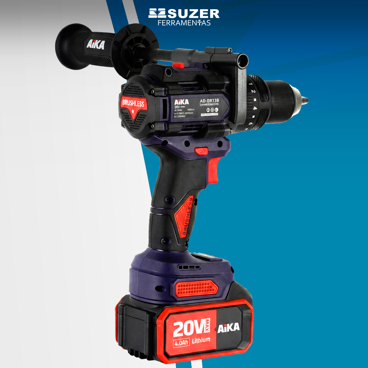 Furadeira Parafusadeira Aika Maleta 2 Baterias Robusta 20v - suzer