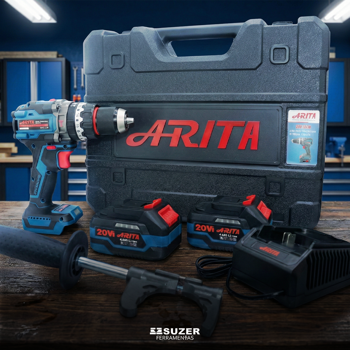 Furadeira Parafusadeira Arita Art13160 Maleta 2 Baterias 20v - suzer