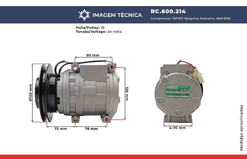 Compressor de Ar Condicionado 10PA15 Royce Connect 24V - Manbrape | Ar ...
