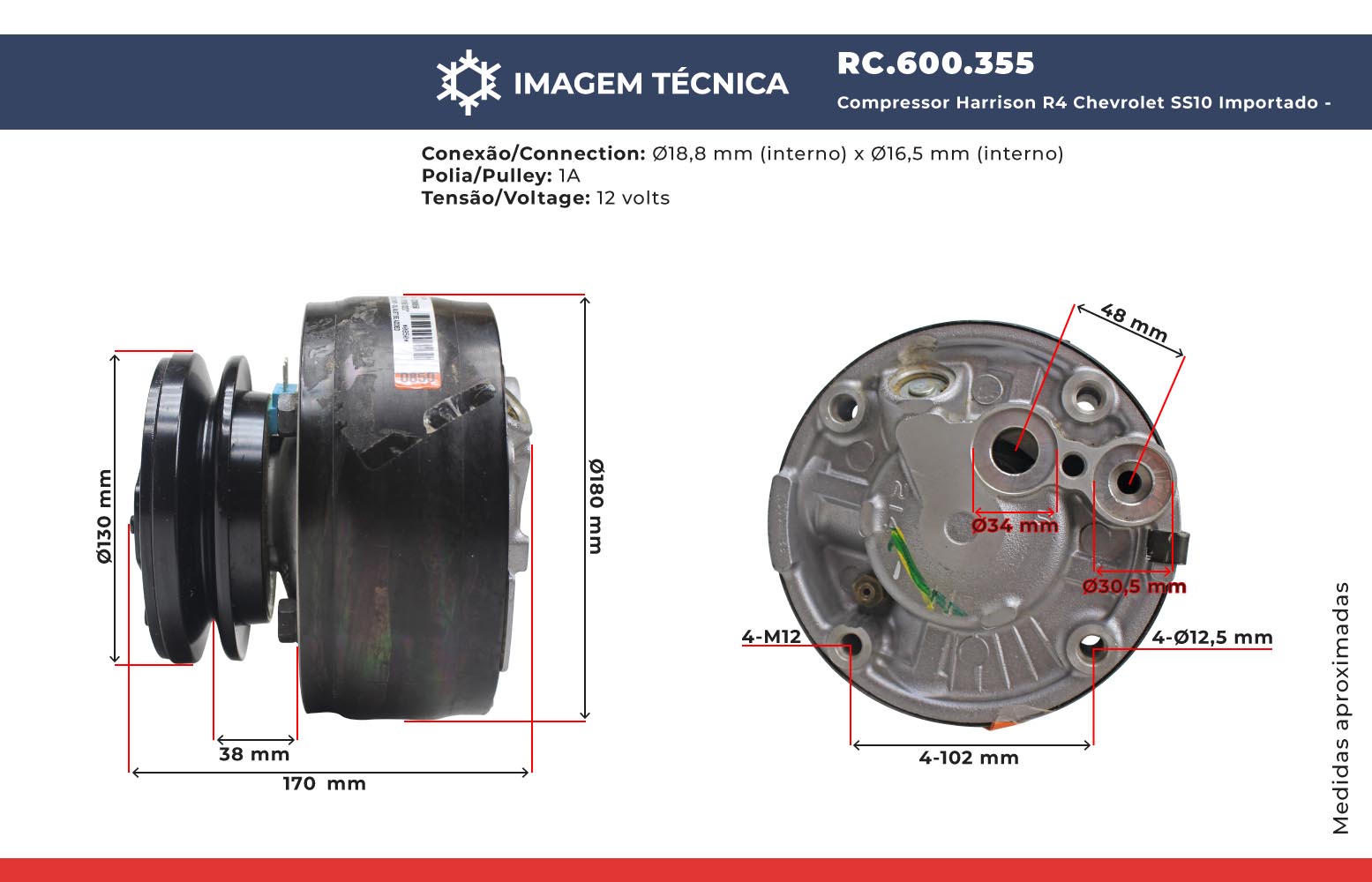 Compressor de Ar Condicionado Harrison R4 Chevrolet SS10 Importado ...
