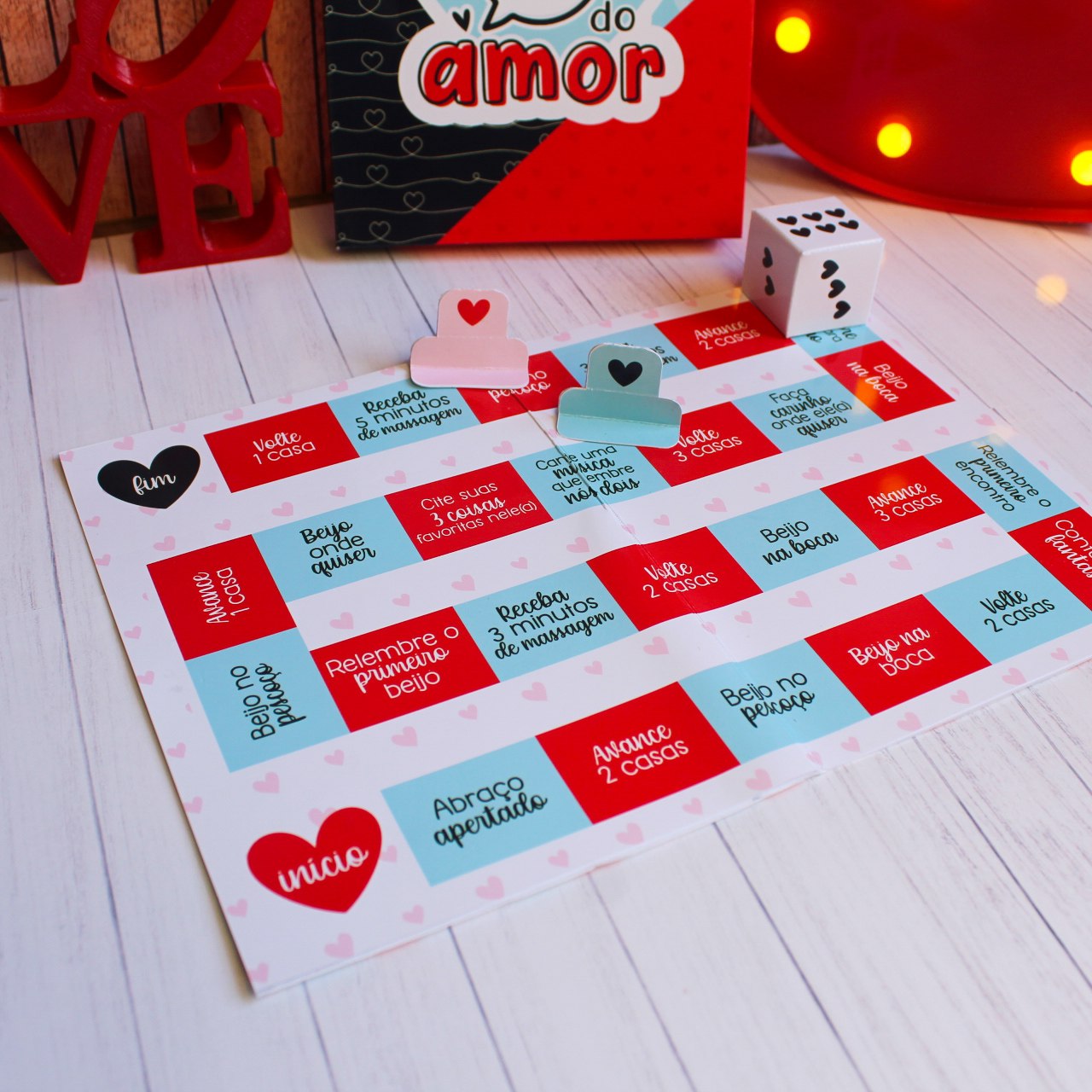 Jogo Do Amor Tabuleiro Personalizado Para Casal - Romântico