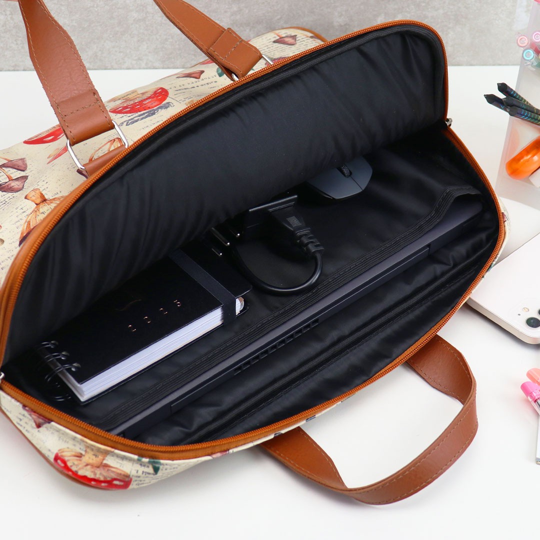 Case para Notebook 15,6" Cogumelos Botanic Bege Mimeria B2B