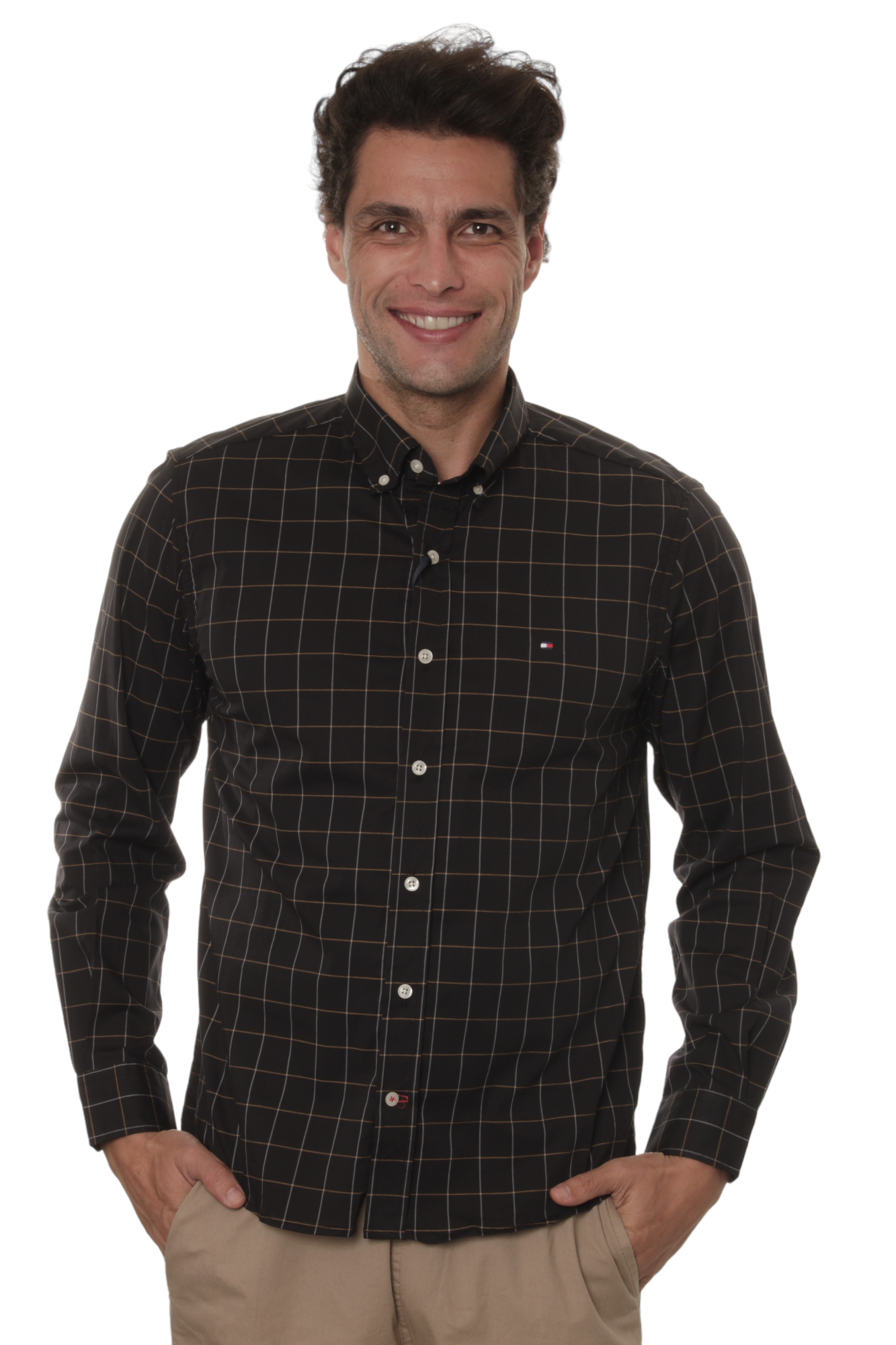 camisa xadrez commune 0J8R1332 preto homens AllSaints [0J8R1332