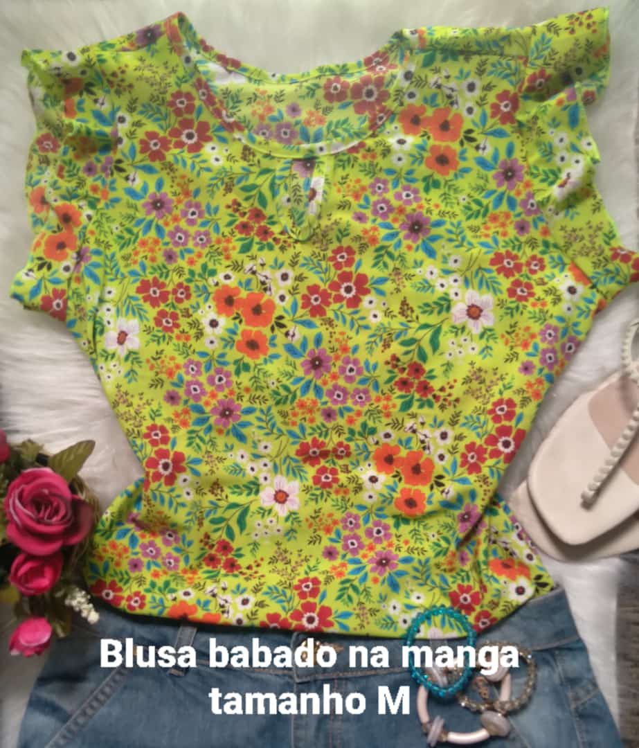 Blusa feminina crepe sedinha com manga babado 1 maria Linda e