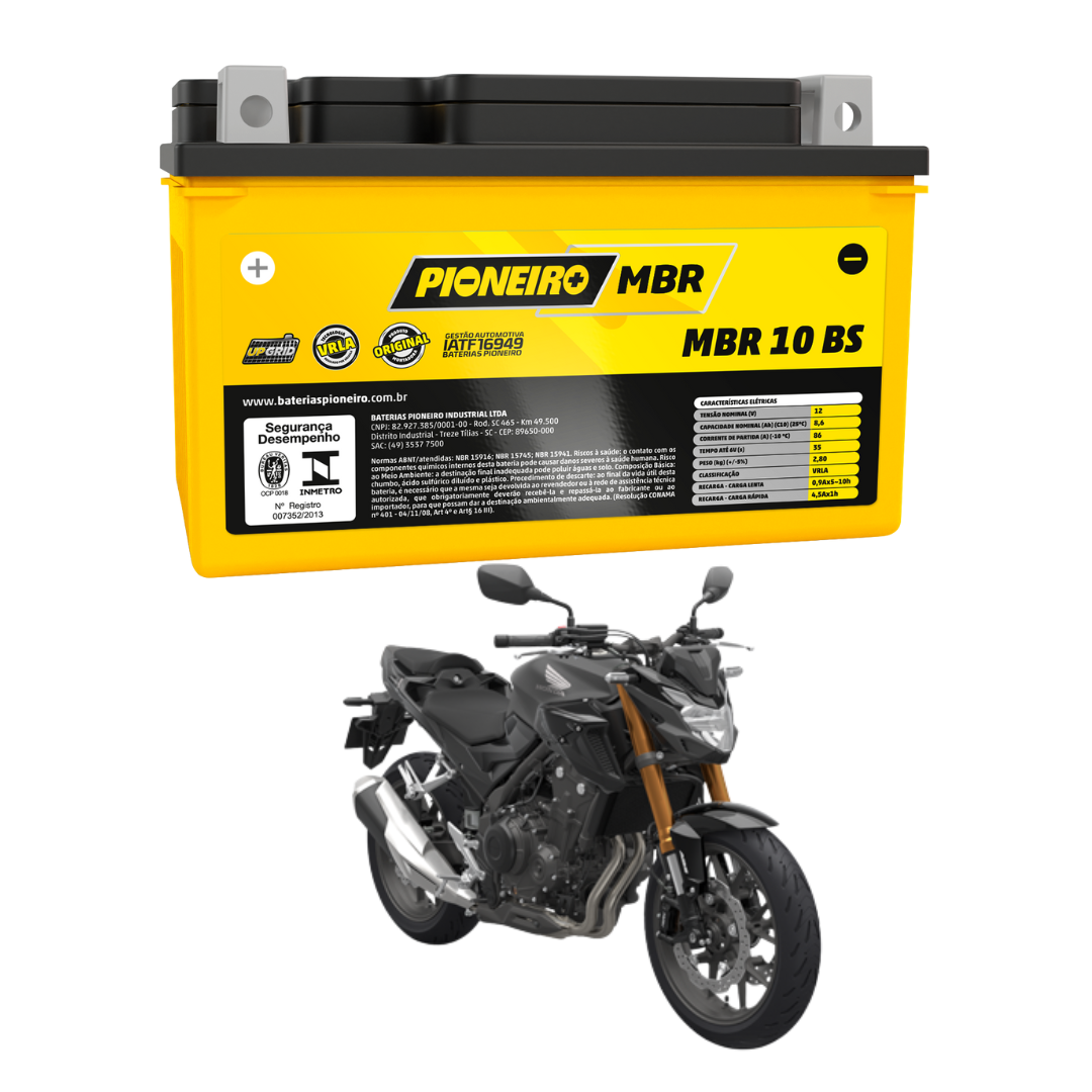 Bateria Moto CB 500F MBR 10 BS 12V 8,6Ah - Garagem Total