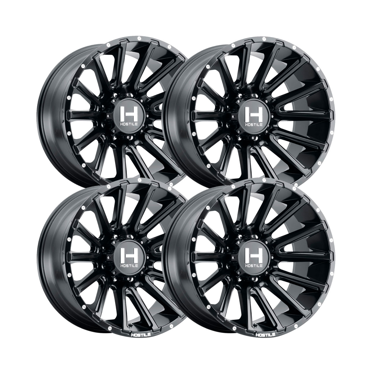 Jogo de Rodas Hostile Typhoon H123 20x10 8x165.10 -19MM Preto - 4x4 ...