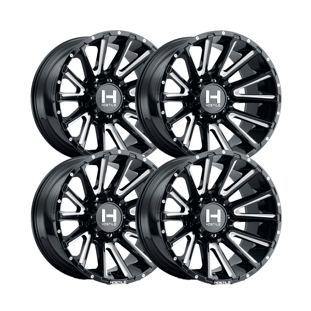 Jogo de Rodas Hostile Typhoon H123 22x10 8x165.1 -25mm Preto Fresado ...