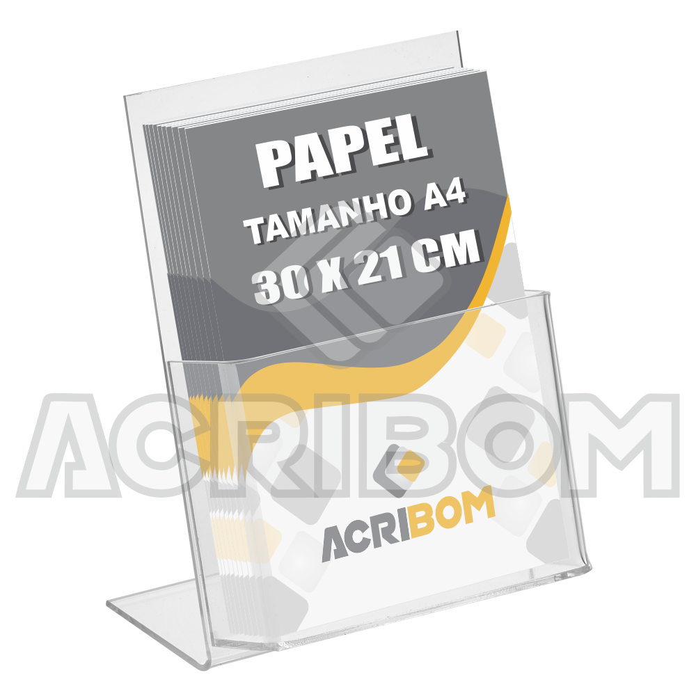 Porta Folder Folhetos ou Panfletos de Mesa em Acrílico Tamanho A4 - Acribom  | Produtos em Acrílico