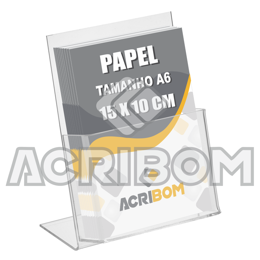 Porta Folder Folhetos ou Panfletos de Mesa em Acrílico Tamanho A6 - Acribom  | Produtos em Acrílico