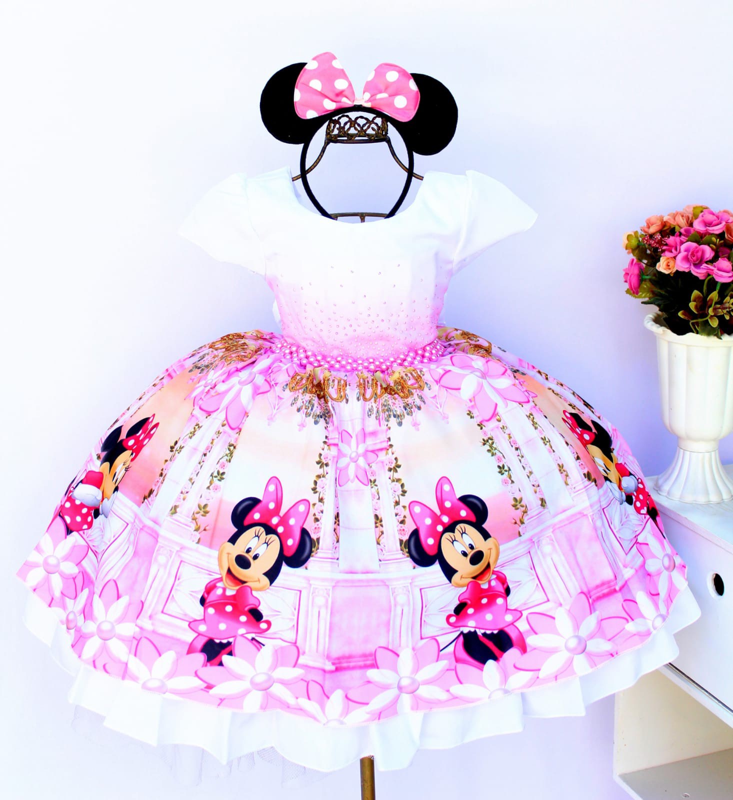 Saia Tutu Roupa Para Aniversario Da Minnie Rosa Vestido Temático