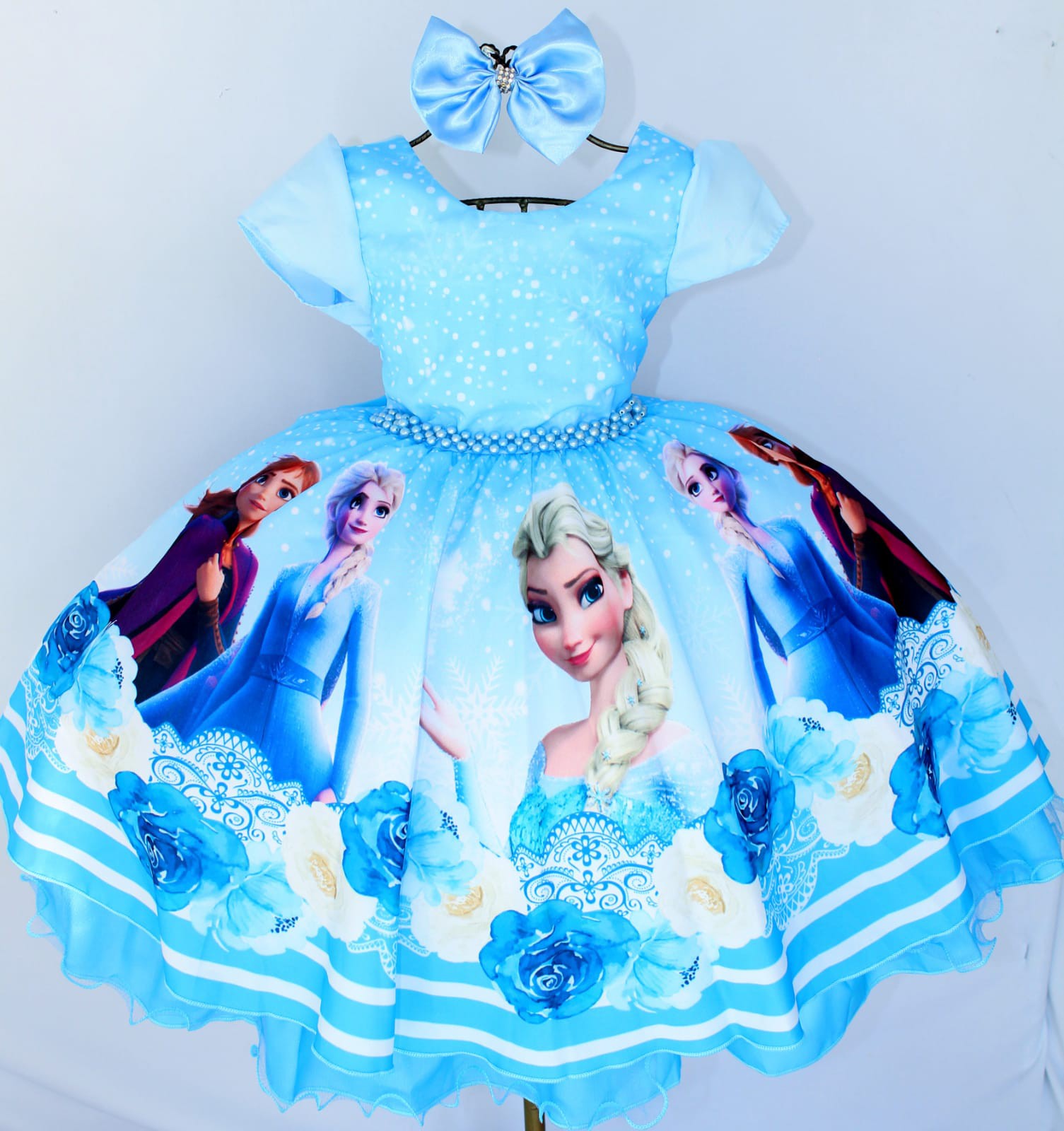 Vestido Infantil Tema Frozen Azul Luxo Aniversário - Pingo de Gente Baby  Kids