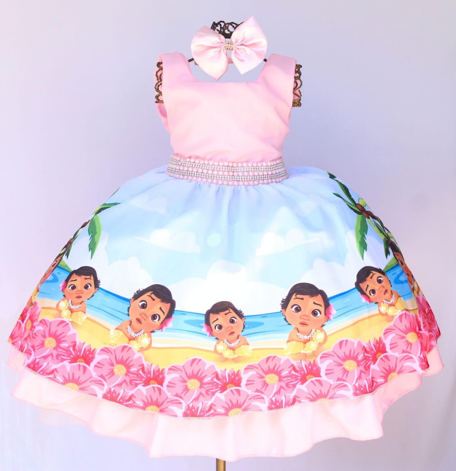 Um pedaço de verão vaiana vestido da menina do bebê infantil festa  aniversário moana princesa fofo