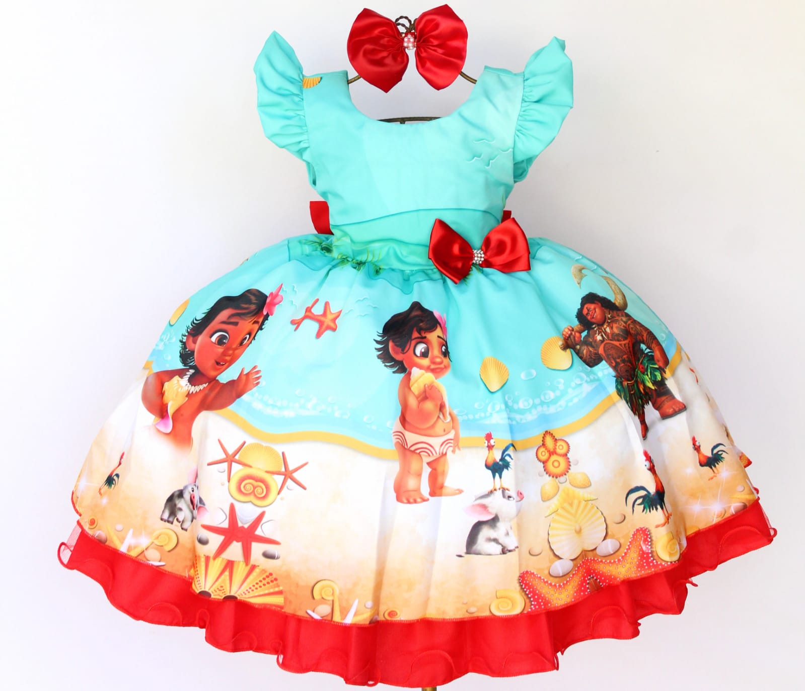 Vestido Infantil Moana Baby Festa Temática Aniversario Luxo