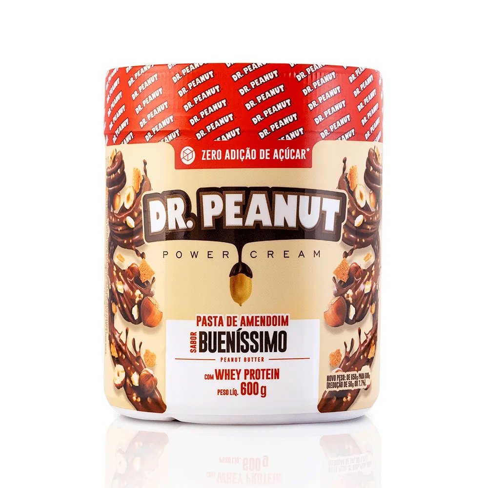 Pasta de amendoim DR.Peanut sabor Bueníssimo com whey protein 600g - No  Shape Suplementos