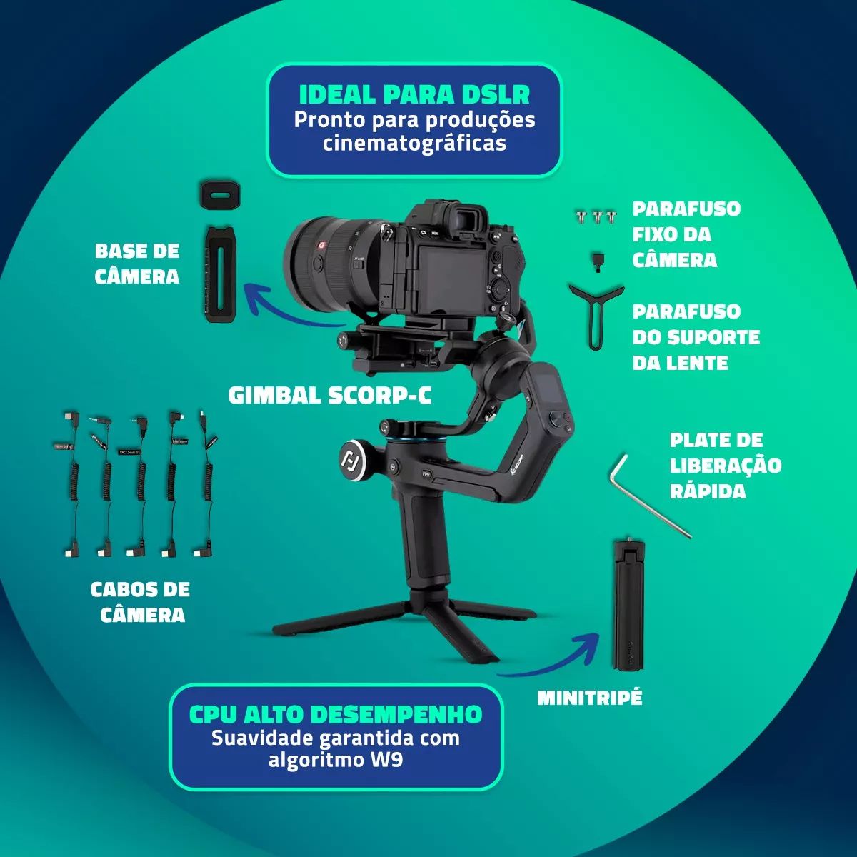 Estabilizador Feiyutech Scorp-c Gimbal Para Câmera Preto - Blutu - Loja ...