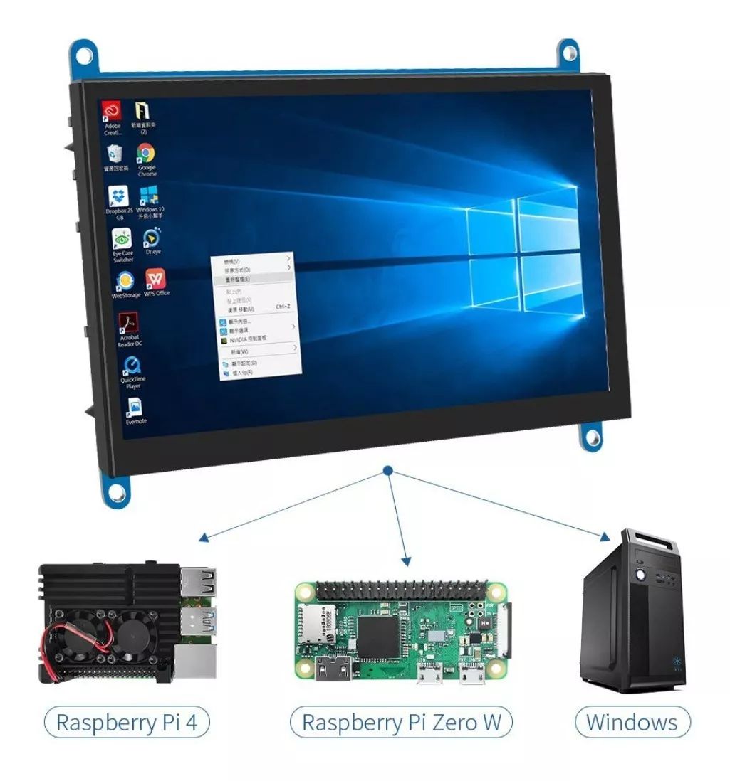 Tela Lcd Hdmi 7 Pol 1024x600 Raspbery Original Wavershare ( Modelo Novo ...