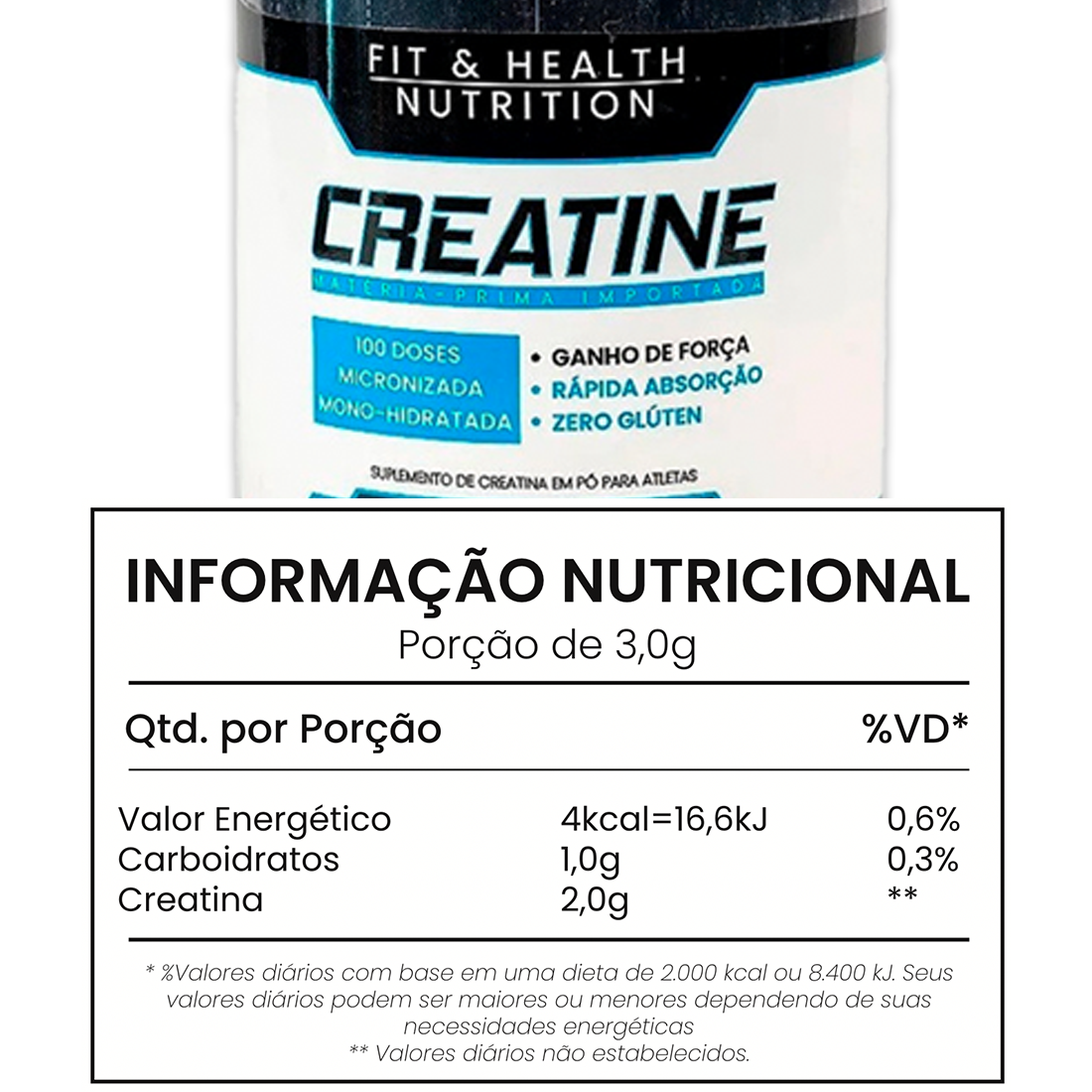 Creatina Fit E Health 300g Monohidratada For a E Bem Estar 
