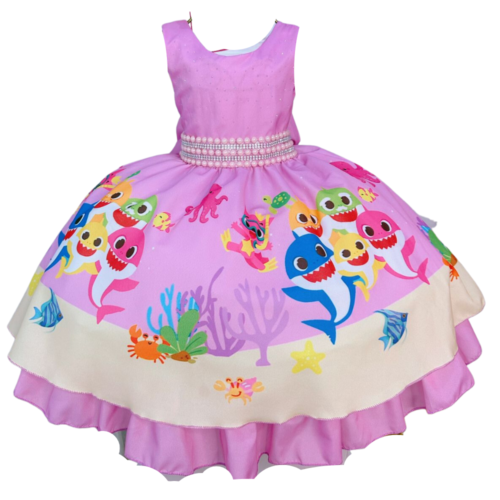 Vestido Infantil Sereia Fundo Do Mar Rodado Menina Princesa