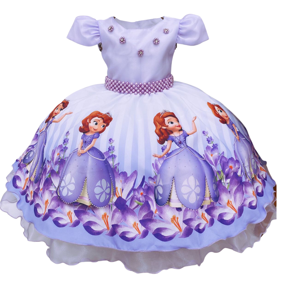 vestido infantil princesa Sofia lilás