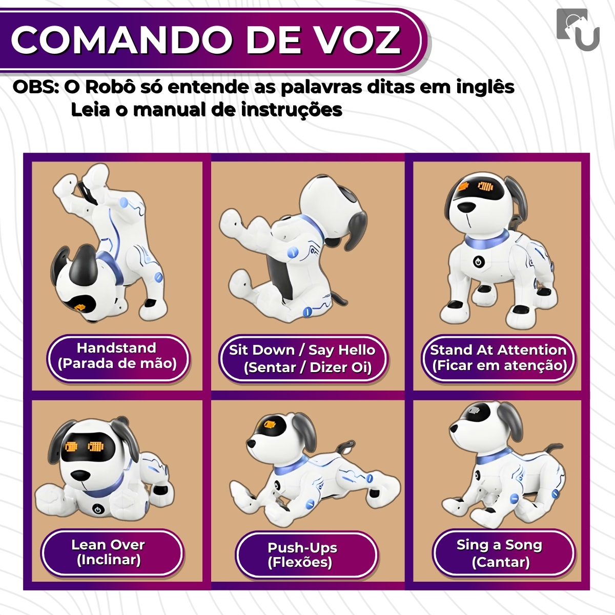 Cachorro Robô Branco Com Controle Remoto Bateria USB Zippy Toys