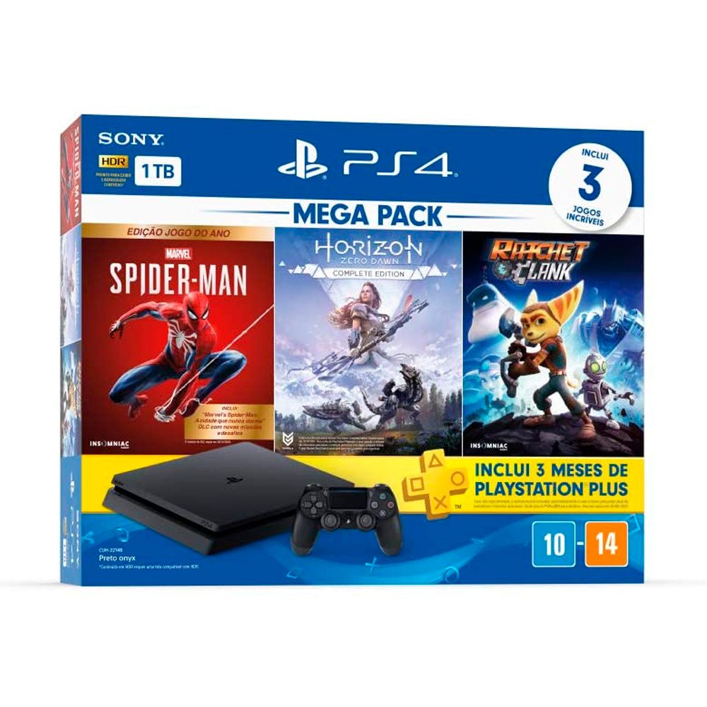 Console PS4 Slim 500GB Hits Bundle 4 Jogos