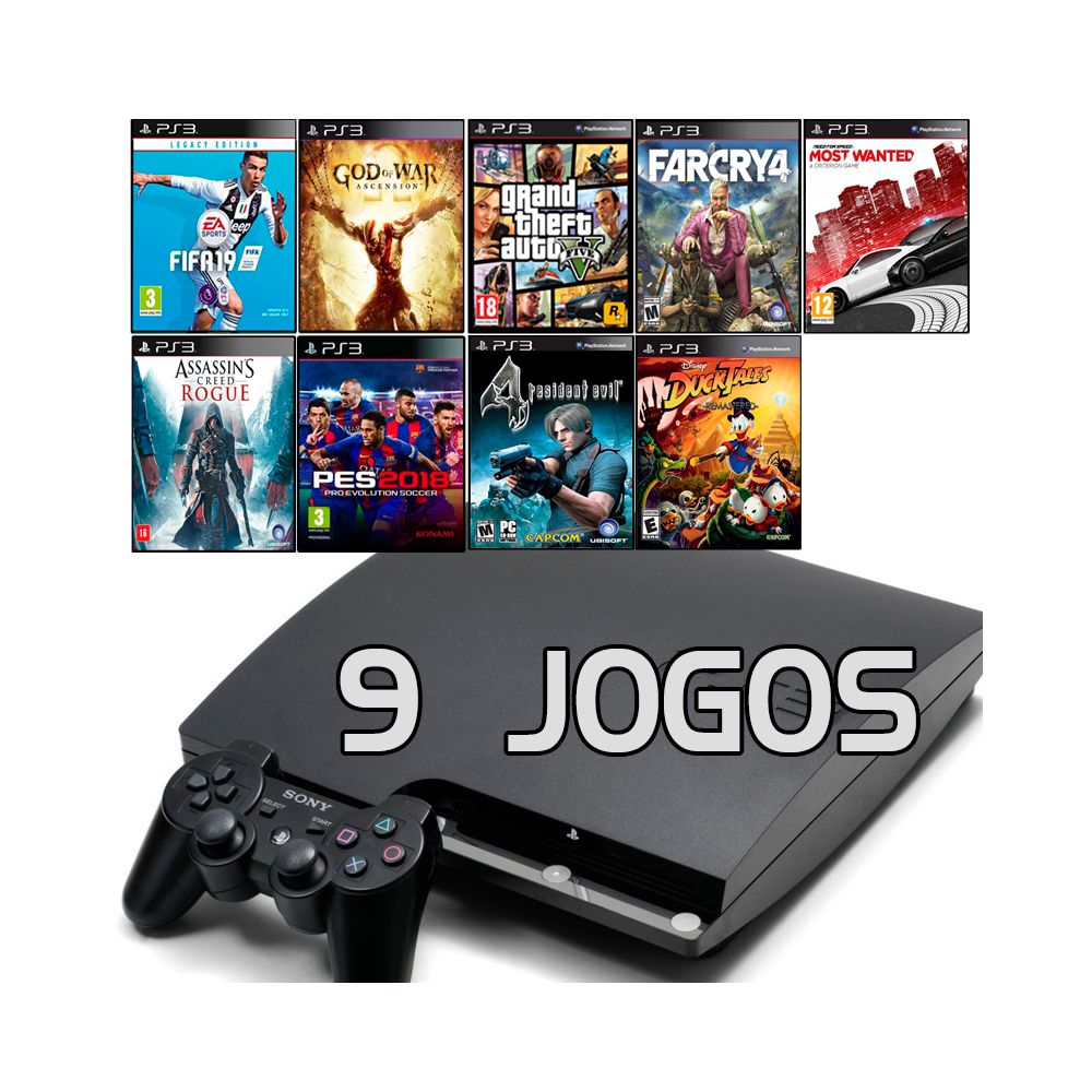 Playstation 3 Ps3 Super Slim + 45 Jogos + Fifa 19 + Gta5