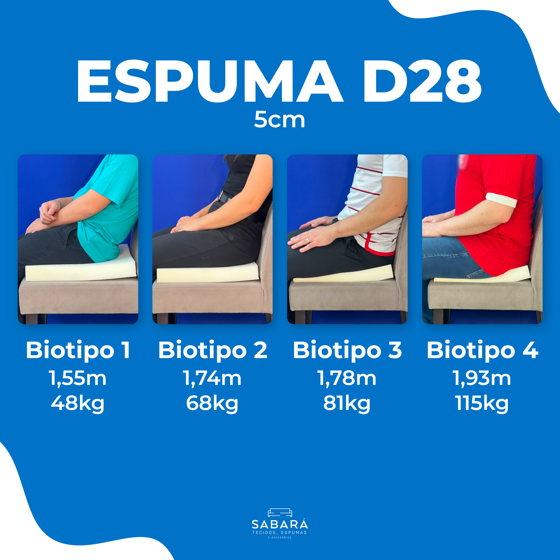 Espuma cadeira 50x50x5cm D28 - Kit 4 unidades - Sabará Tecidos ...