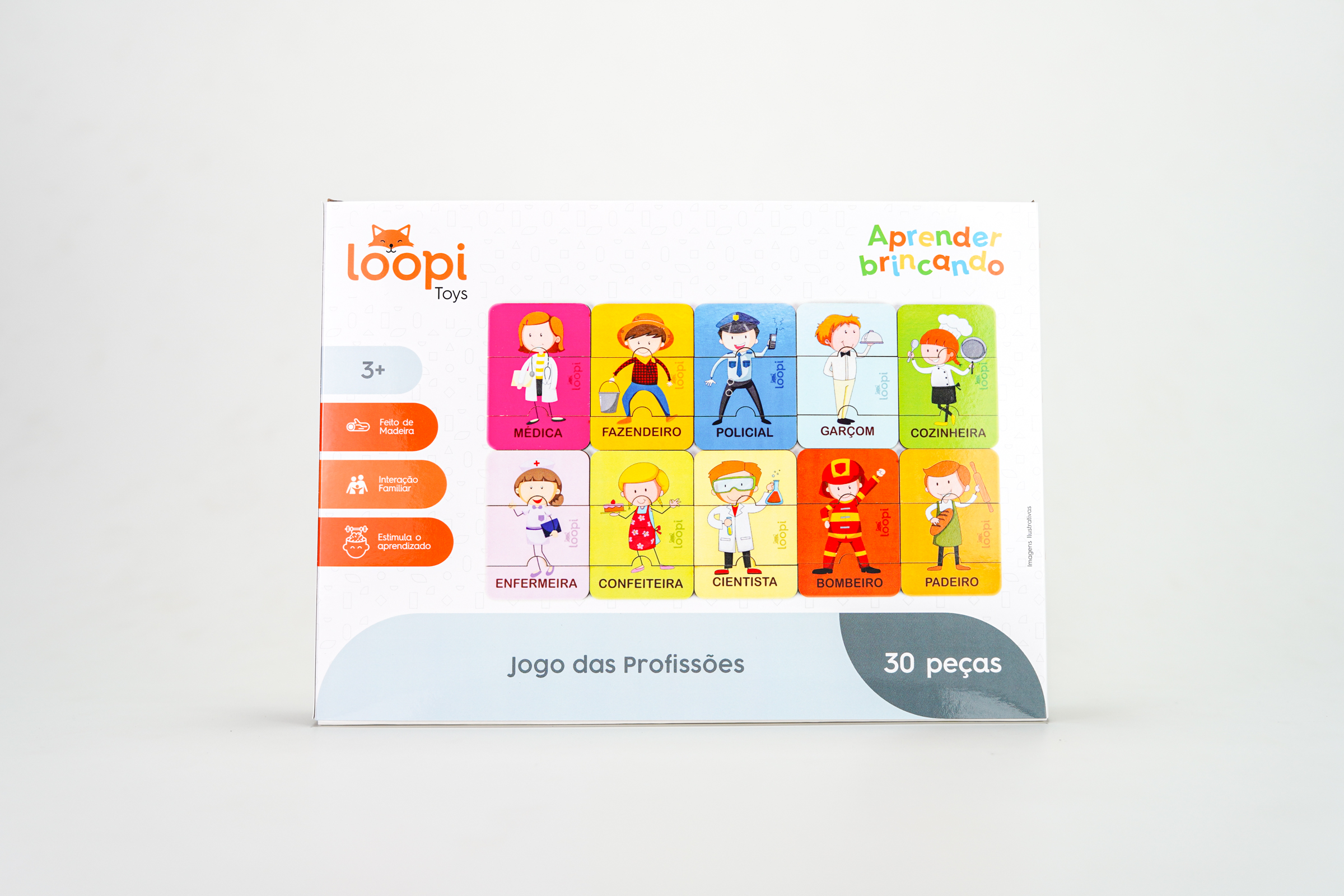 Jogo dos Bichos em Inglês  Brinquedo Madeira Loopi Toys